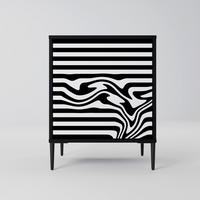 SIDEBOARD SPECTRA SHOWCASE, Schwarz, 57,5x42x72,5 cm, Schwarze Metallfüße - Multicolor/Schwarz, Holzwerkstoff/Metall (57.5/72.5/42cm) - SpaceRebels