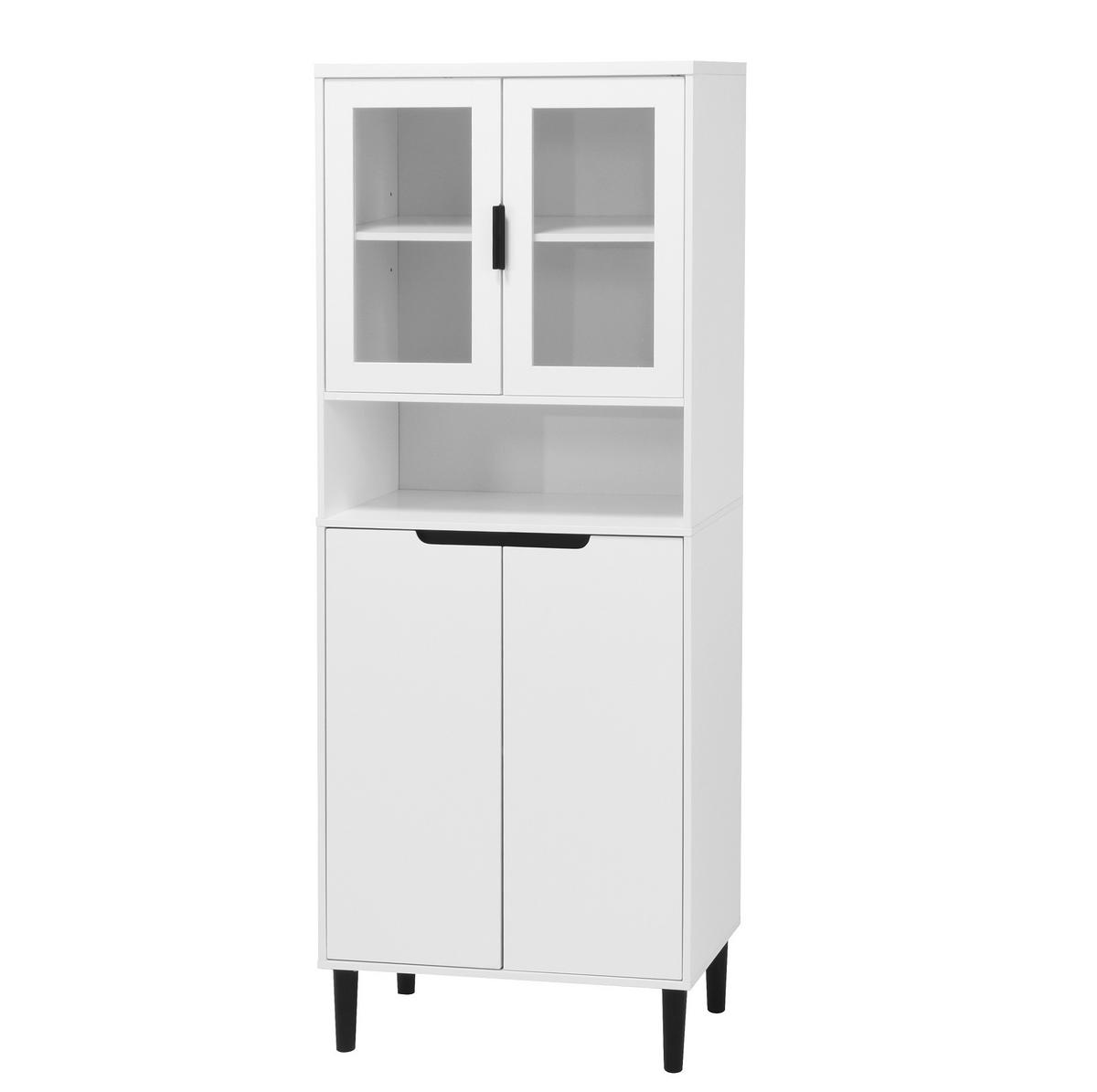 VITRINE 60/35/160 cm aus MDF mit Glastüren verstellbarem Einlegeboden und Kippschutz, Weiß - Weiß, Holzwerkstoff (60/160/35cm) - Redom