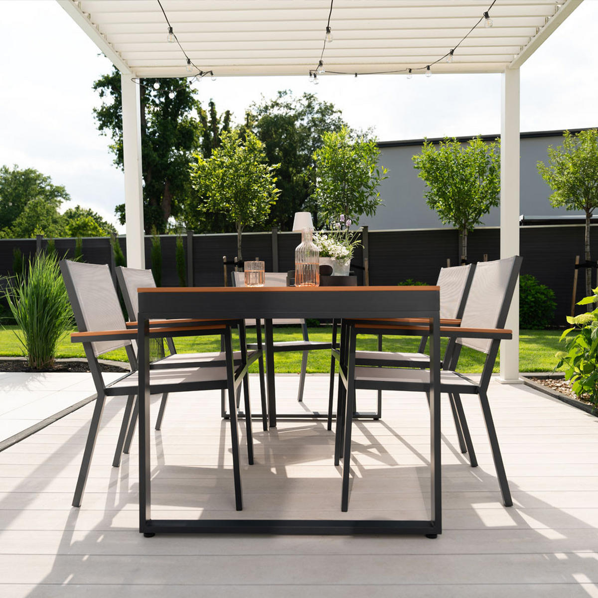 GARTENTISCH SIERA - 160 x 90 - Anthrazit, Kunststoff/Metall (160/90/75cm) - Home Deluxe