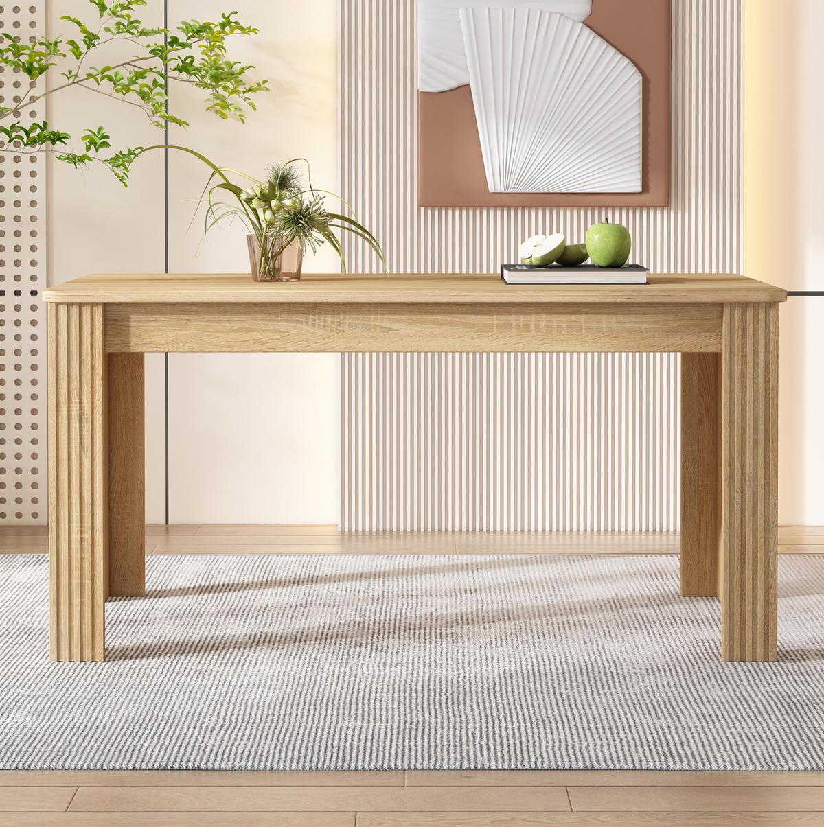 JÍDELNÍ stůl dubová barva z dřevotřísky se stabilními nohami - hnědá, kompozitní dřevo (116/65/75cm) - OKWISH