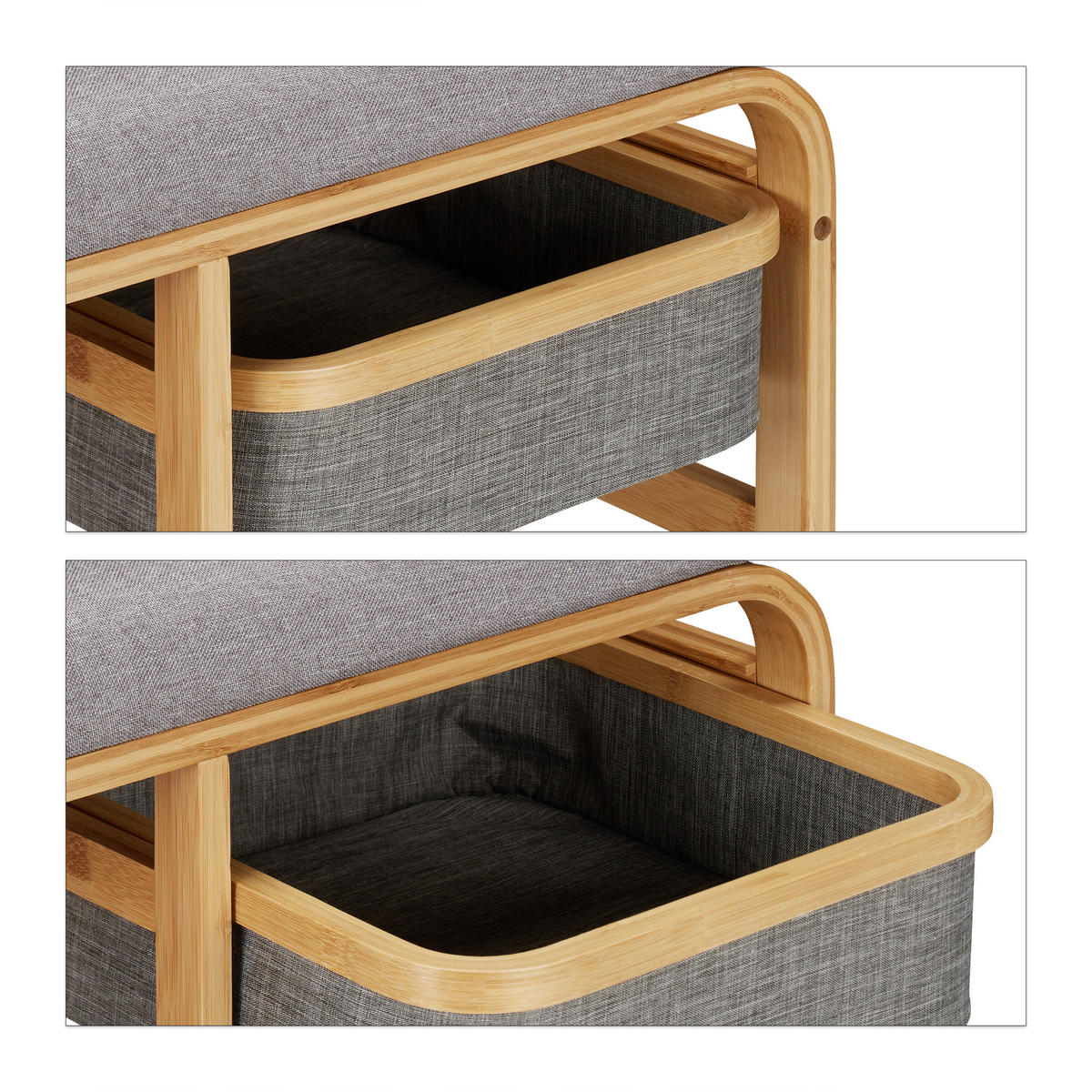 SCHUHBANK - Hellbraun, Holz/Textil (69/45/30cm) - Relaxdays