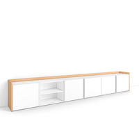 LOWBOARD, Weiß und Eiche, 309/35/50cm - Weiß, Holzwerkstoff (309/50/35cm) - Skraut Home