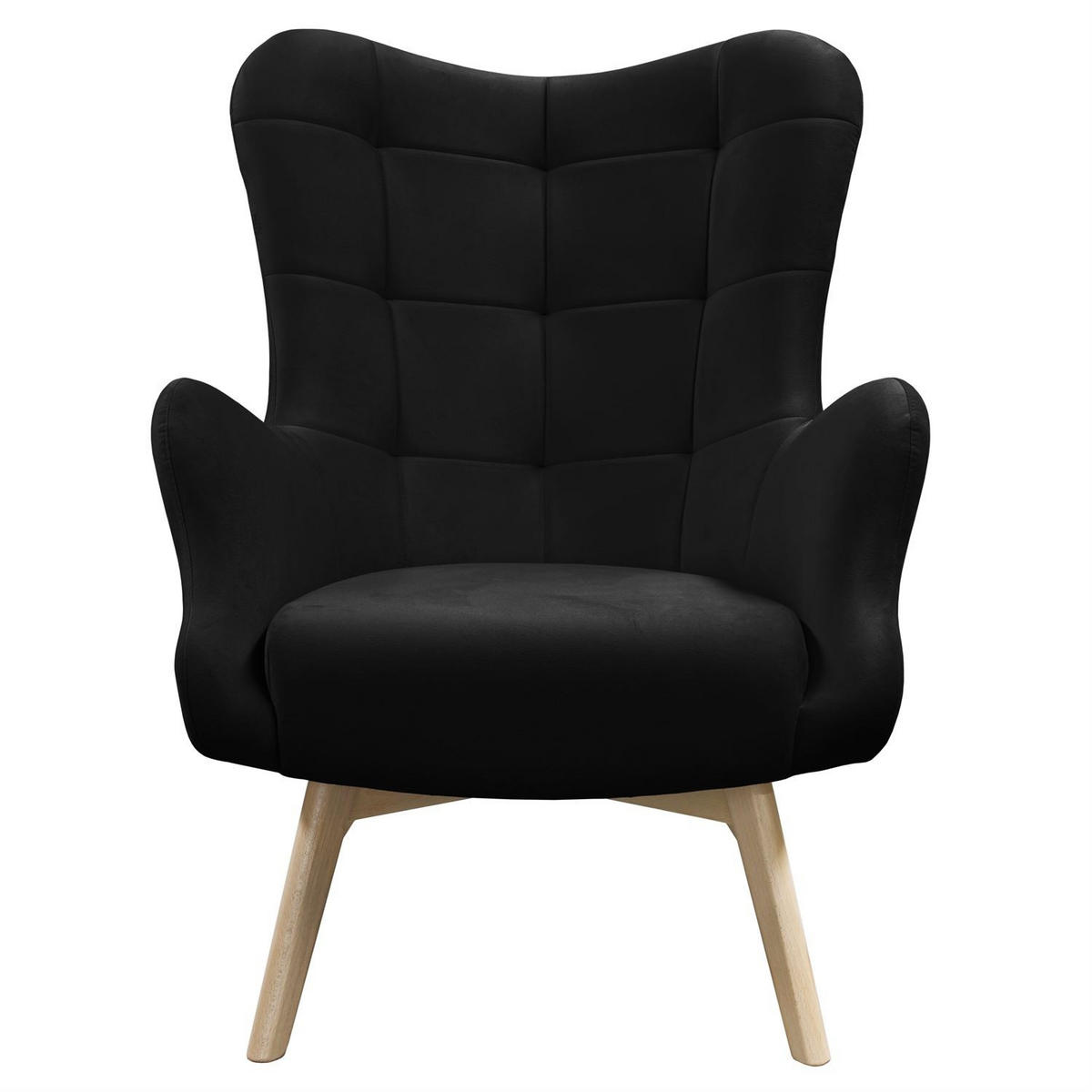 SESSEL SAND mit Buchenbeinen - Buchefarben/Schwarz, Textil (80/105/86cm) - Lookway