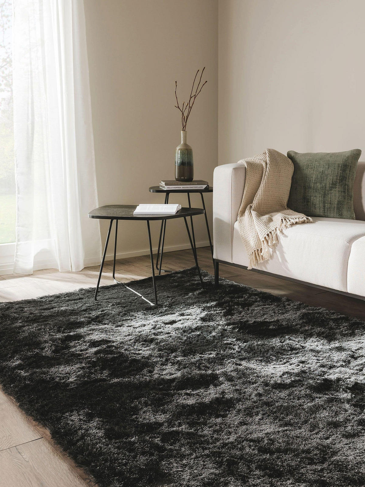 HOCHFLORTEPPICH Whisper Anthrazit 140x200 cm - Anthrazit, Textil (140/200cm) - benuta Nest