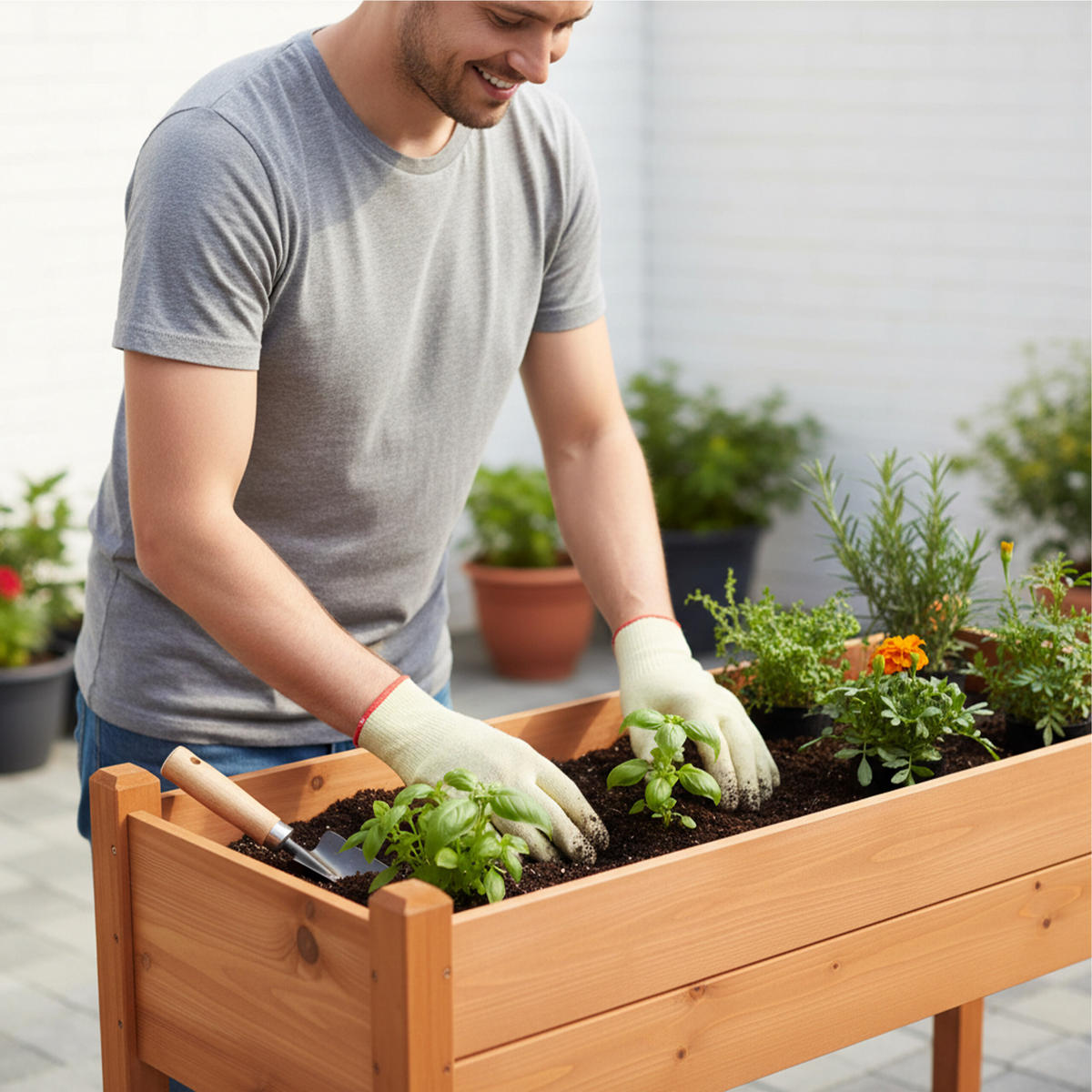 HOCHBEET - Orange, Holz (127/76/46cm) - Relaxdays