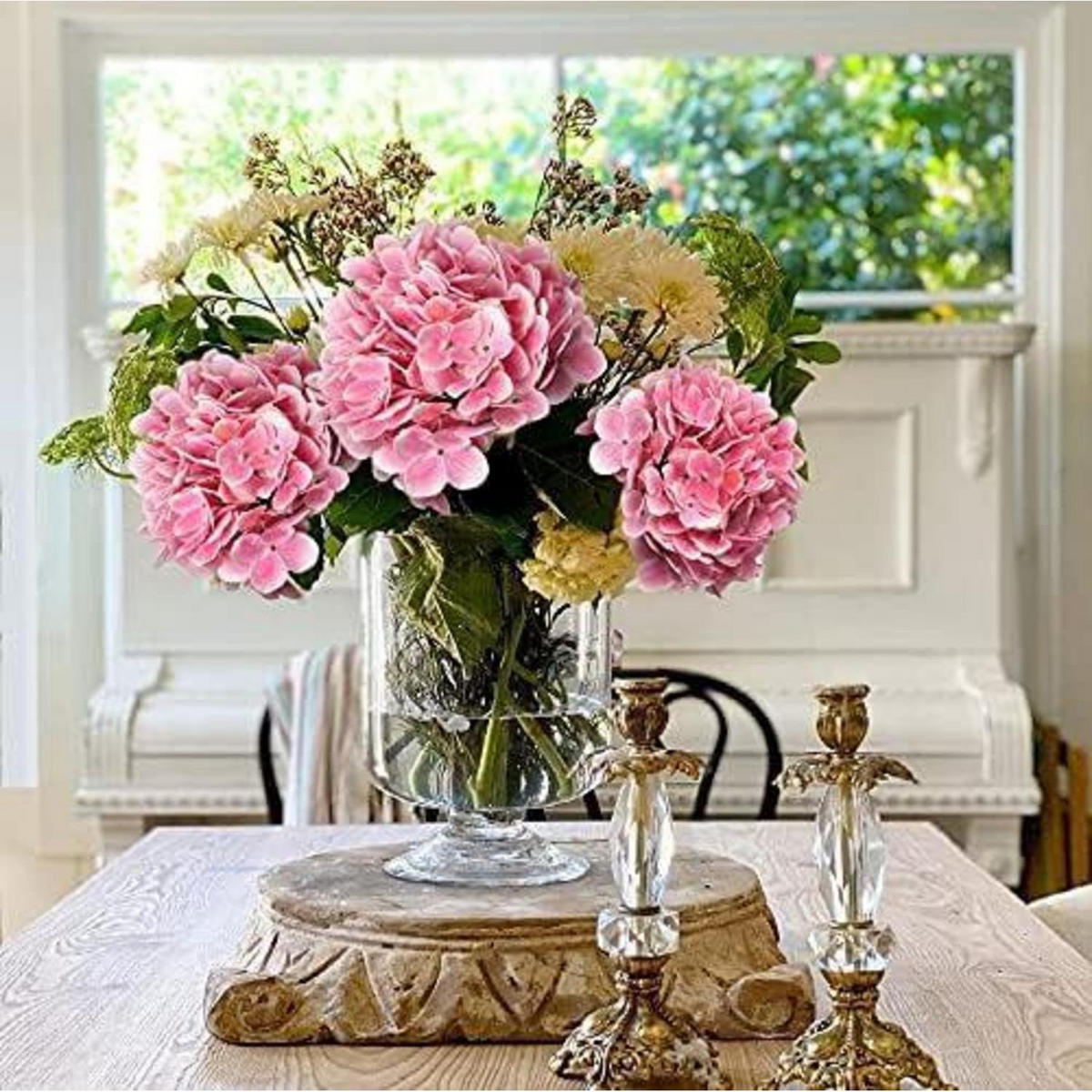 KUNSTBLUME Hortensie Real-Touch 2 Stück Light Pink 63 cm - Rosa, Kunststoff (10cm)