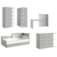 KINDERZIMMER SET 4-TEILIG Pinio weiß, lichtgrau 627,5 / 125,5 / 196,5cm - Weiß/Grau, Holzwerkstoff/Kunststoff (627.5/196.5/125.5cm) - Feldmann-Wohnen