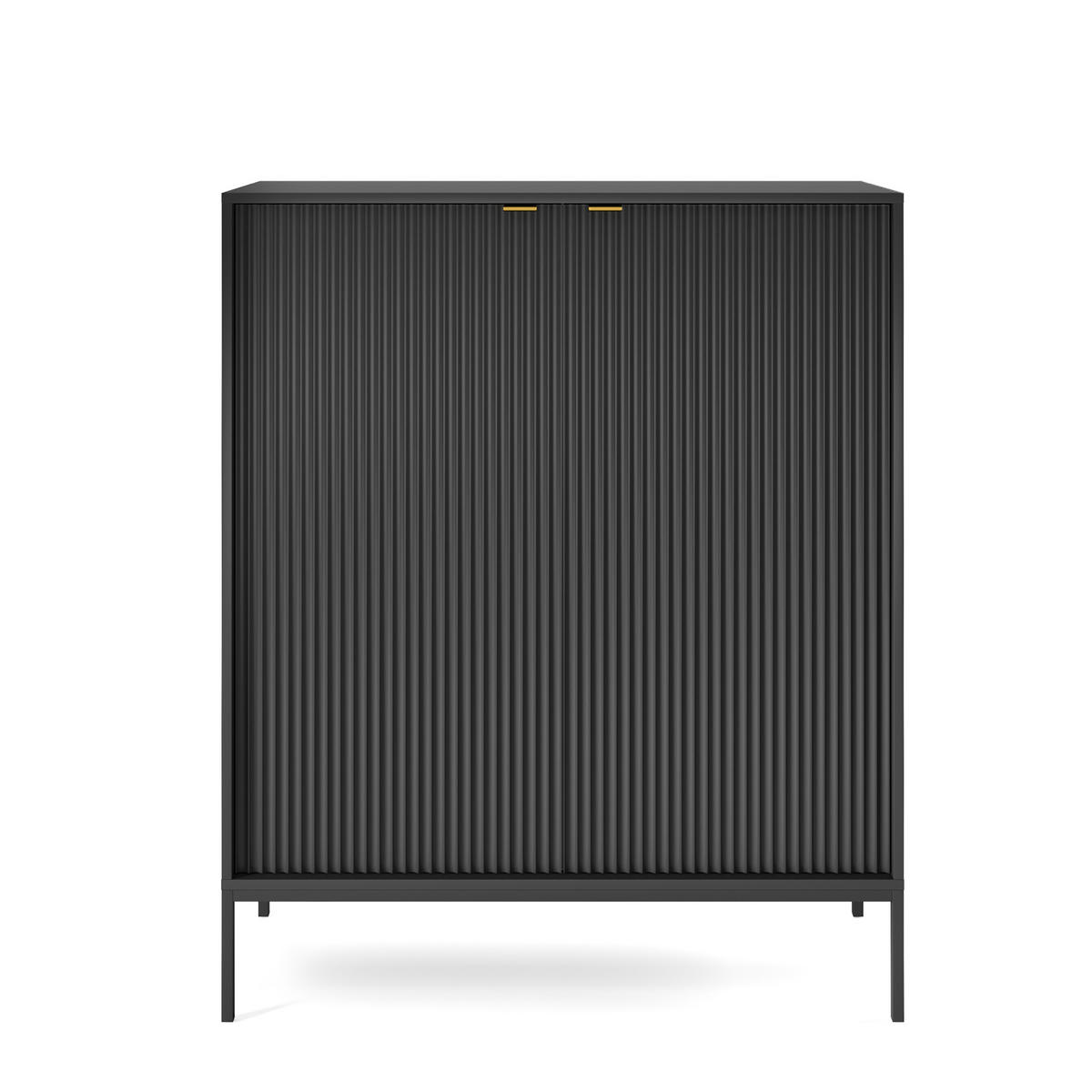 HIGHBOARD STELLARE 104/125/39 cm mit 2 Türen Schwarz - Schwarz, Holzwerkstoff (104/125/39cm) - MASSENO