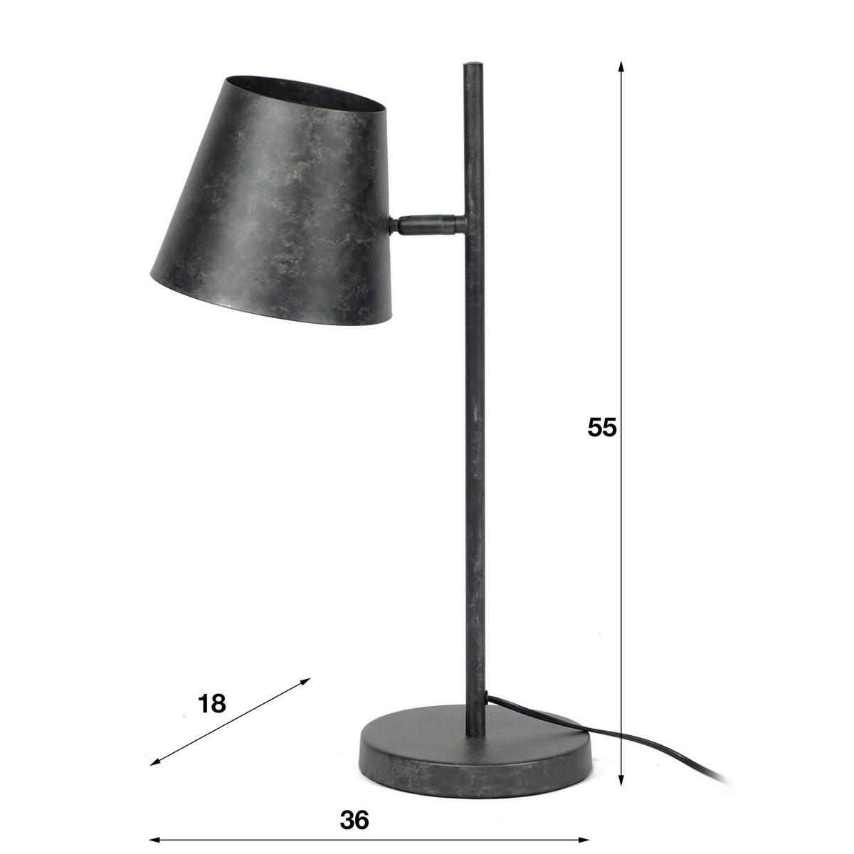 TISCHLEUCHTE Schirm Grau 36/18/55 cm - Grau, Metall (36/18/55cm) - Hoyz Collection