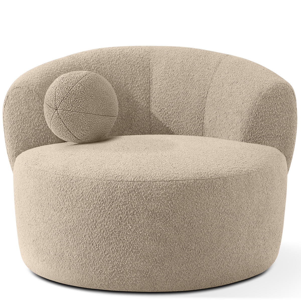 DREHSESSEL VIRA, Hellbeige, Bouclé - Hellbraun/Schwarz, Holz/Holzwerkstoff (105/76/100cm) - KONSIMO®