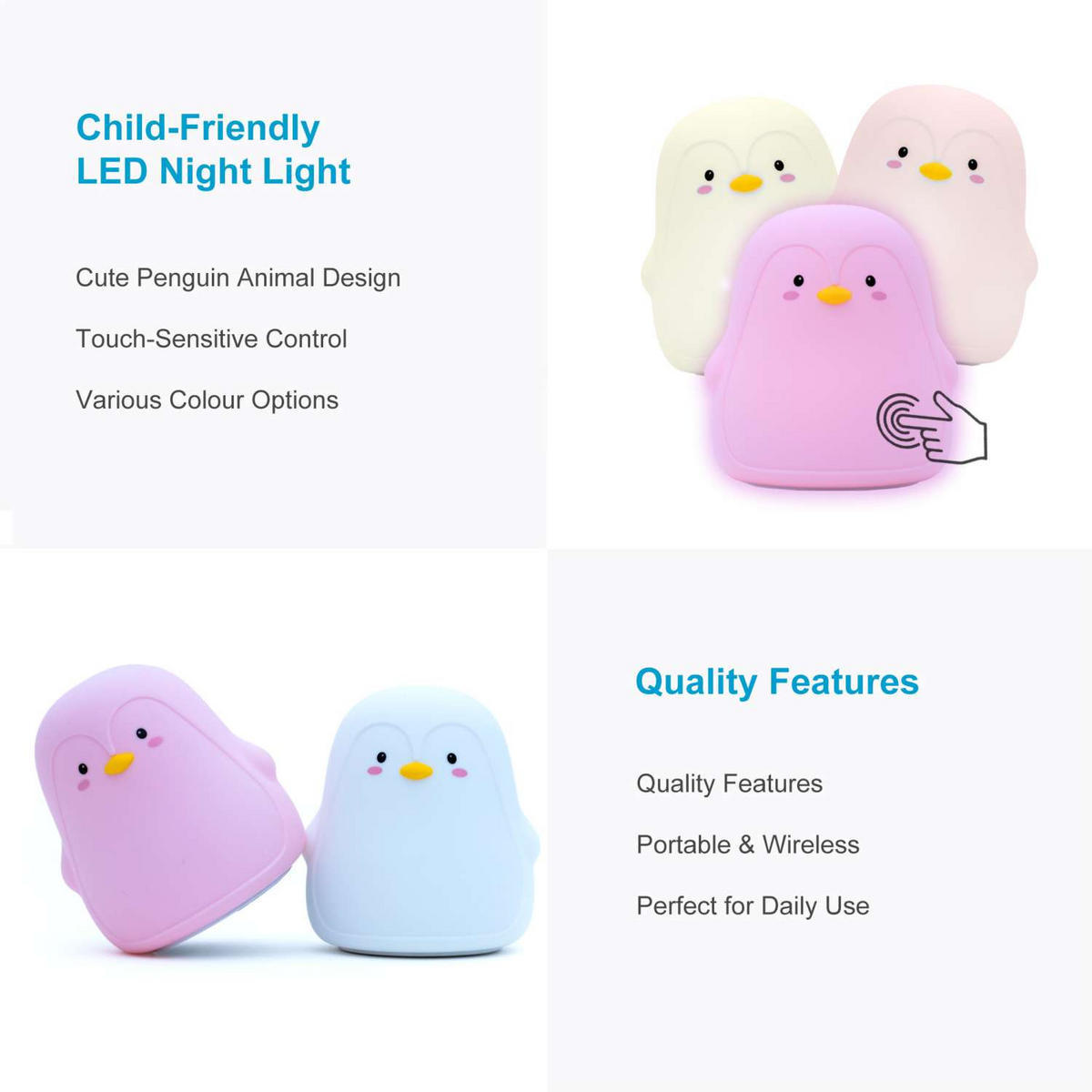 NACHTLICHT für Kinder - Rosa, Kunststoff (11.5/11/13cm) - Intirilife