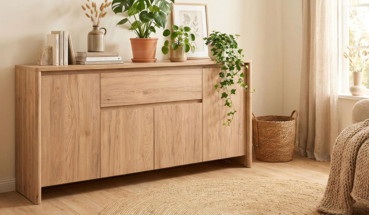 SIDEBOARD Hickory Walnuss 164 x 85 cm, Kommode mit viel Stauraum - Walnussfarben, Holzwerkstoff (164/85/40cm) - Furn.Design