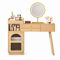 SCHMINKTISCH in Naturfarben Frisiertisch mit LED-Spiegel & 3-Farb-Beleuchtung Kosmetiktisch aus Holz B120/T40/H90cm - Naturfarben, Holzwerkstoff/Metall (120/90/40cm) - STILVORA