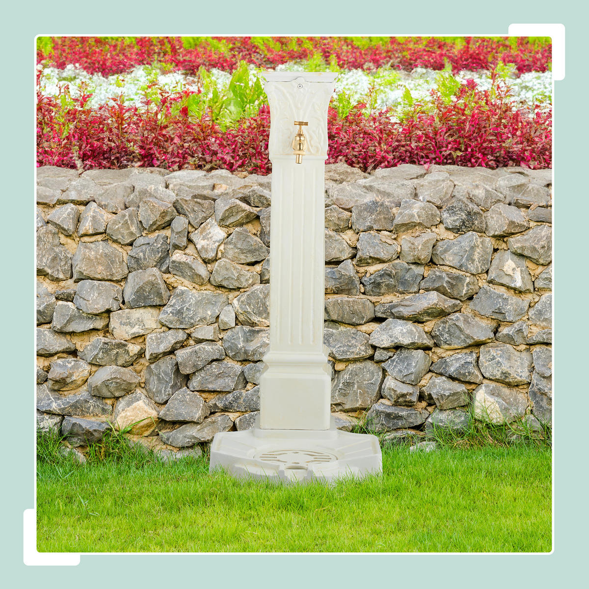 STANDBRUNNEN - Creme, Metall (38/47/93cm) - Relaxdays