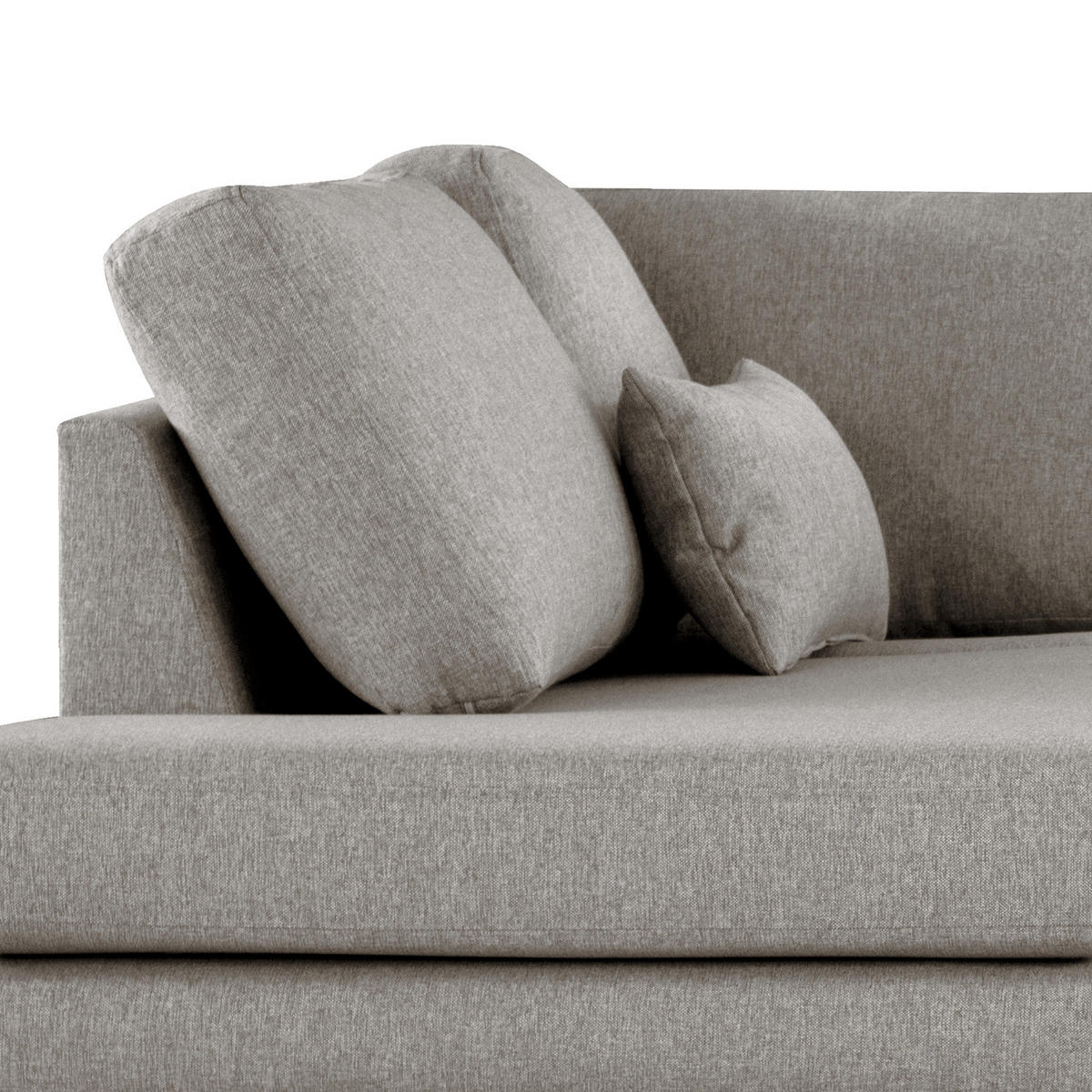 ECKSOFA mit Ottomane - Graubraun/Buchefarben, Buchenholz/Textil (287/219cm) - home24