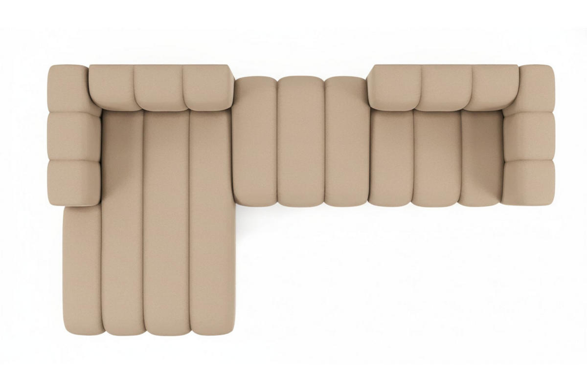 ECKSOFA L-Form Grand L 319 cm, Veloursstoff Salvador, Beige, Links - Beige, Holz (319/179cm) - Kaiser Möbel