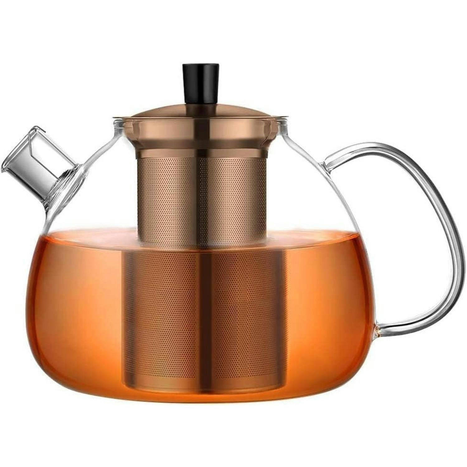 TEEKANNE 1500ml Borosilikatglas mit Edelstahl-Sieb Bronze - Transparent, Glas (19.1/16cm)