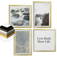 WANDBILDER 4er Set - 50x50 cm & 40x60 cm Goldrahmen - Grüner Marmor Melancholie - Goldfarben, Kunststoff (50/50cm) - ArtPrintCave
