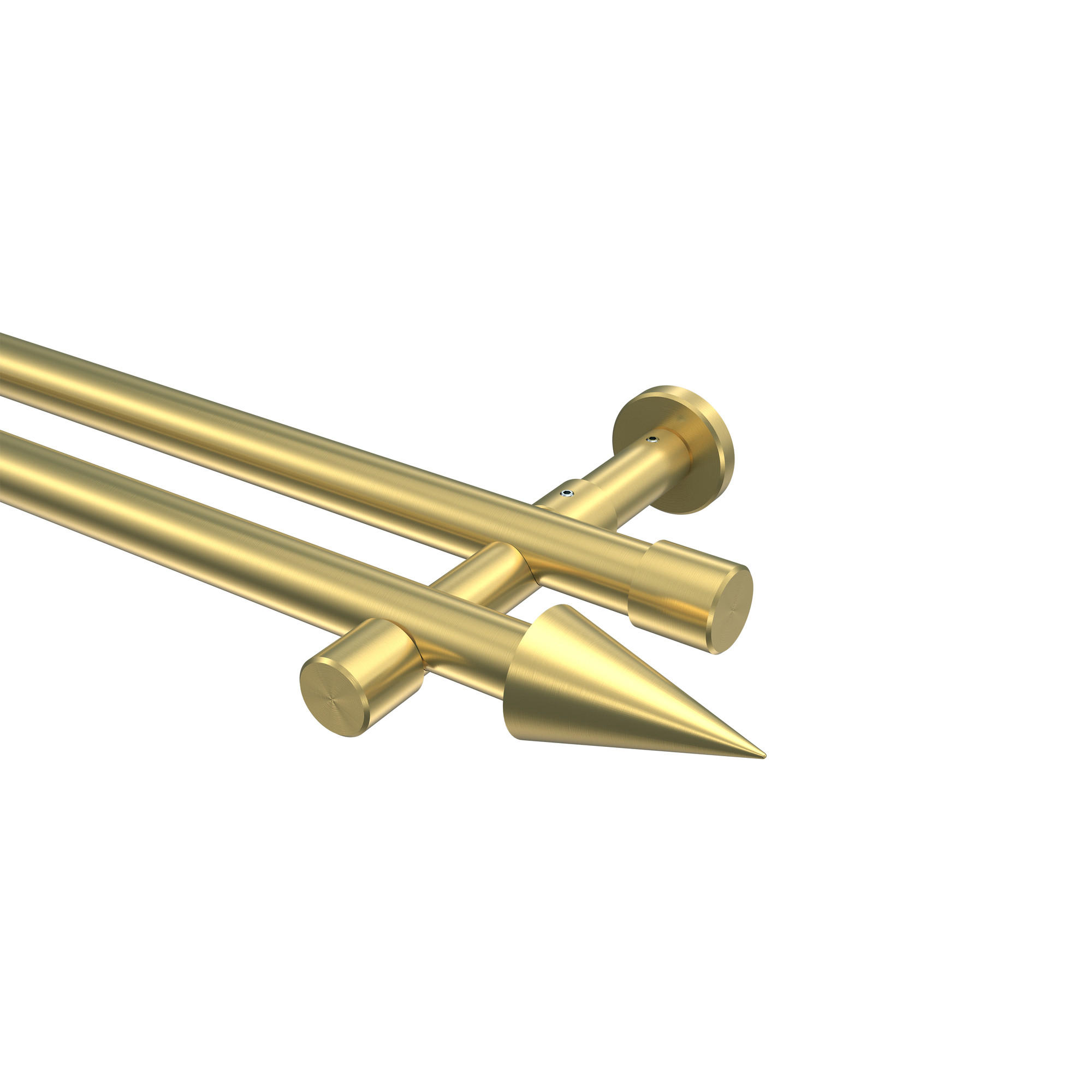 GARDINENSTANGE Prestige Savio 600 cm (geteilt in 3 x 200 cm), 2-läufig (ohne Ringe), 20 mm Ø Messing-Optik - Messingfarben, Metall (600cm) - INTERDECO