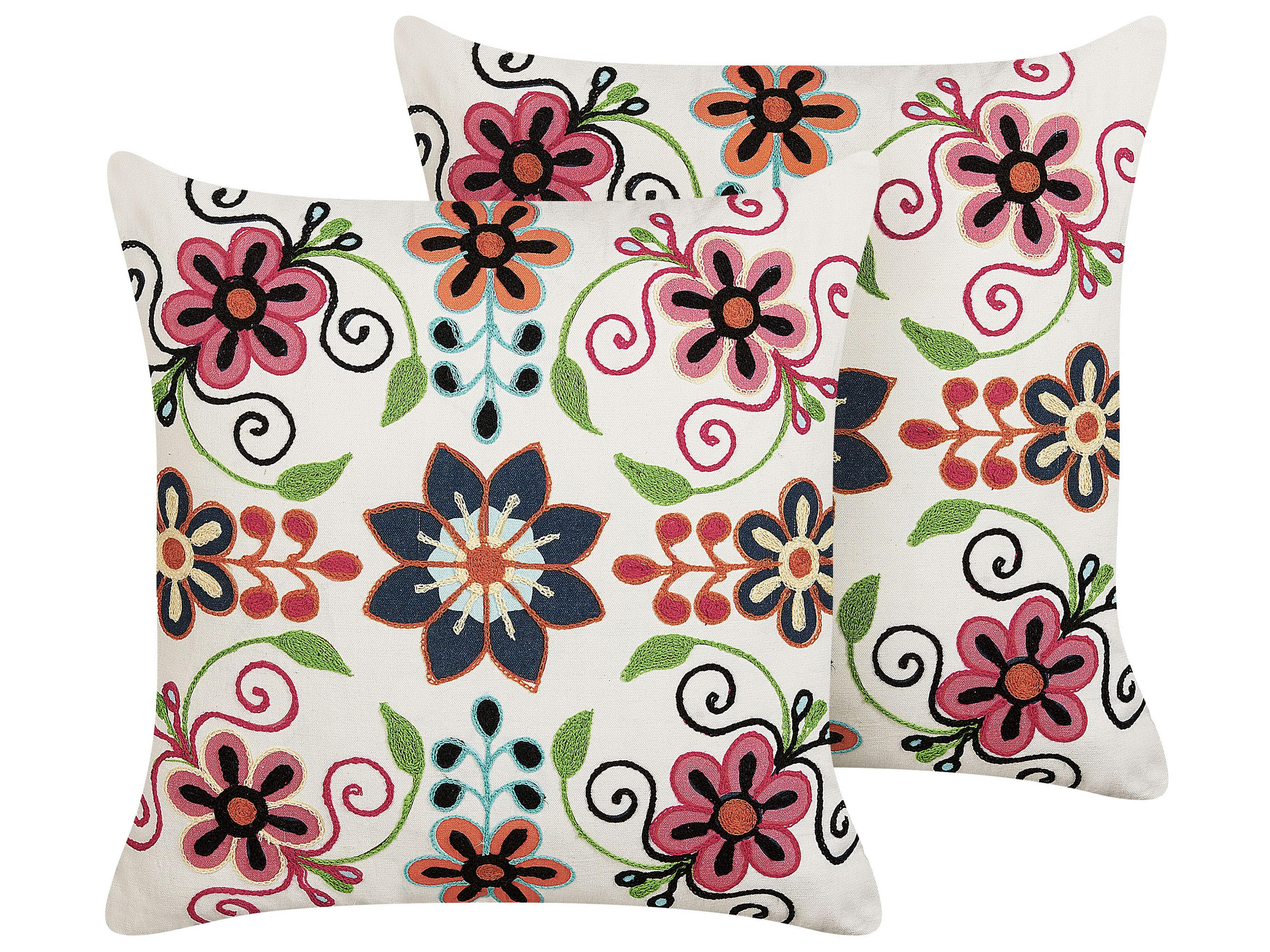 DEKOKISSEN 2er-Set Bunt 50/50 cm Bahraich - Multicolor, Naturmaterialen/Textil (50/50cm) - Beliani