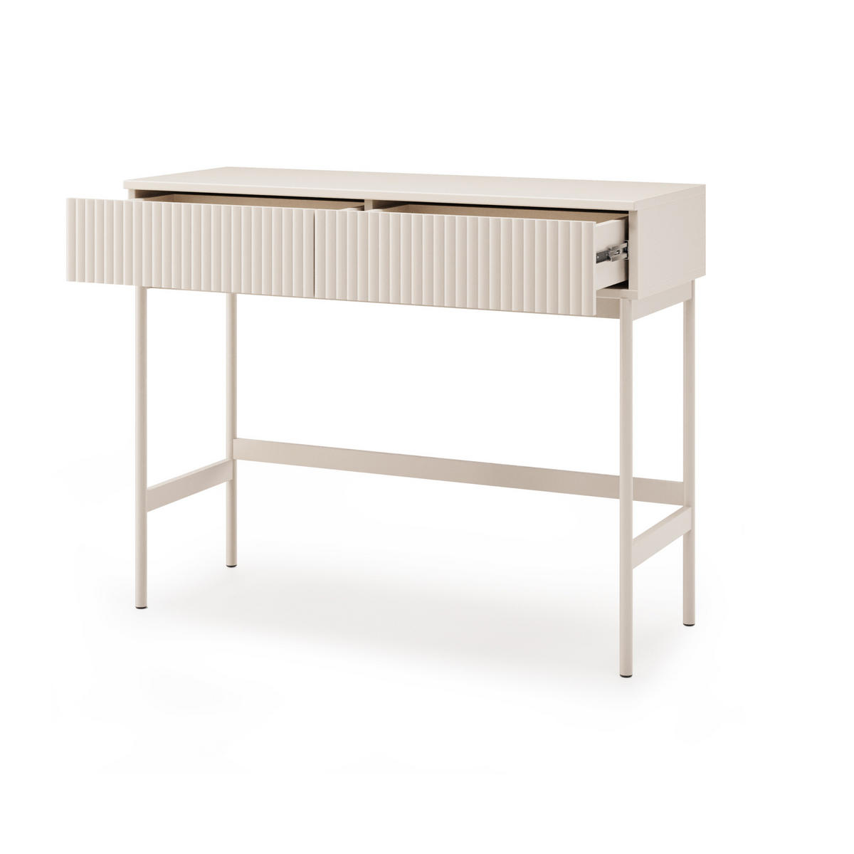 KONSOLENTISCH Soft mit 2 Schubladen und geriffelten Fronten, Kaschmir - Kaschmir, Holzwerkstoff (38/100/80cm) - Beautysofa