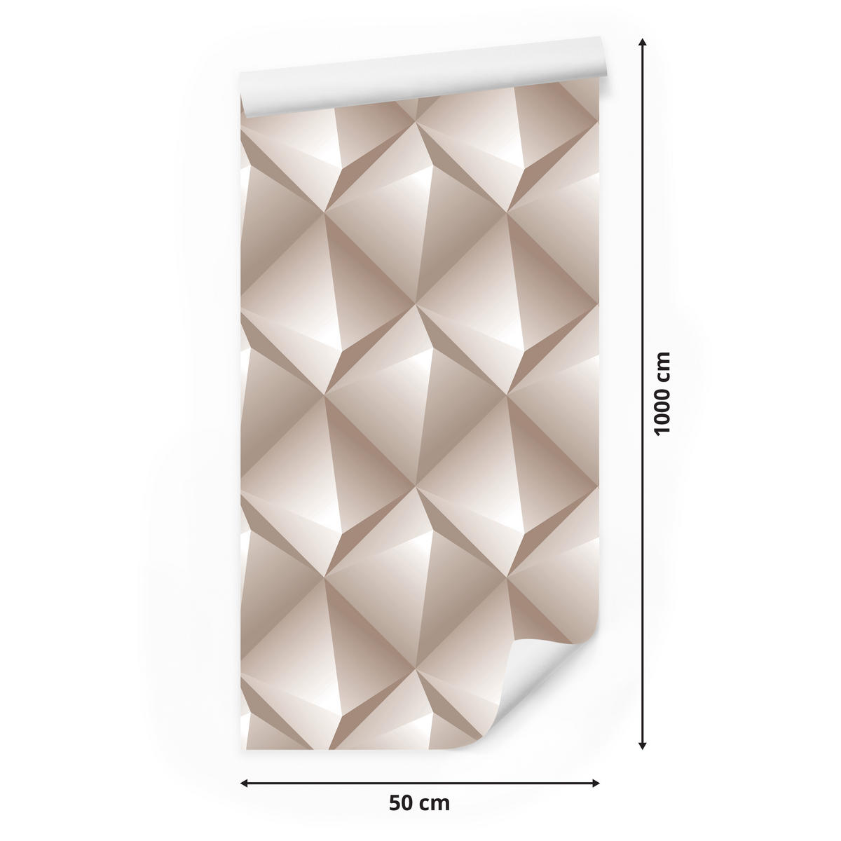 VLIESTAPETE Geometrische Facetten in 3D-Optik – Beige, Braun – 50x1000 cm - Beige/Braun, Papier (50/1000cm) - Muralo