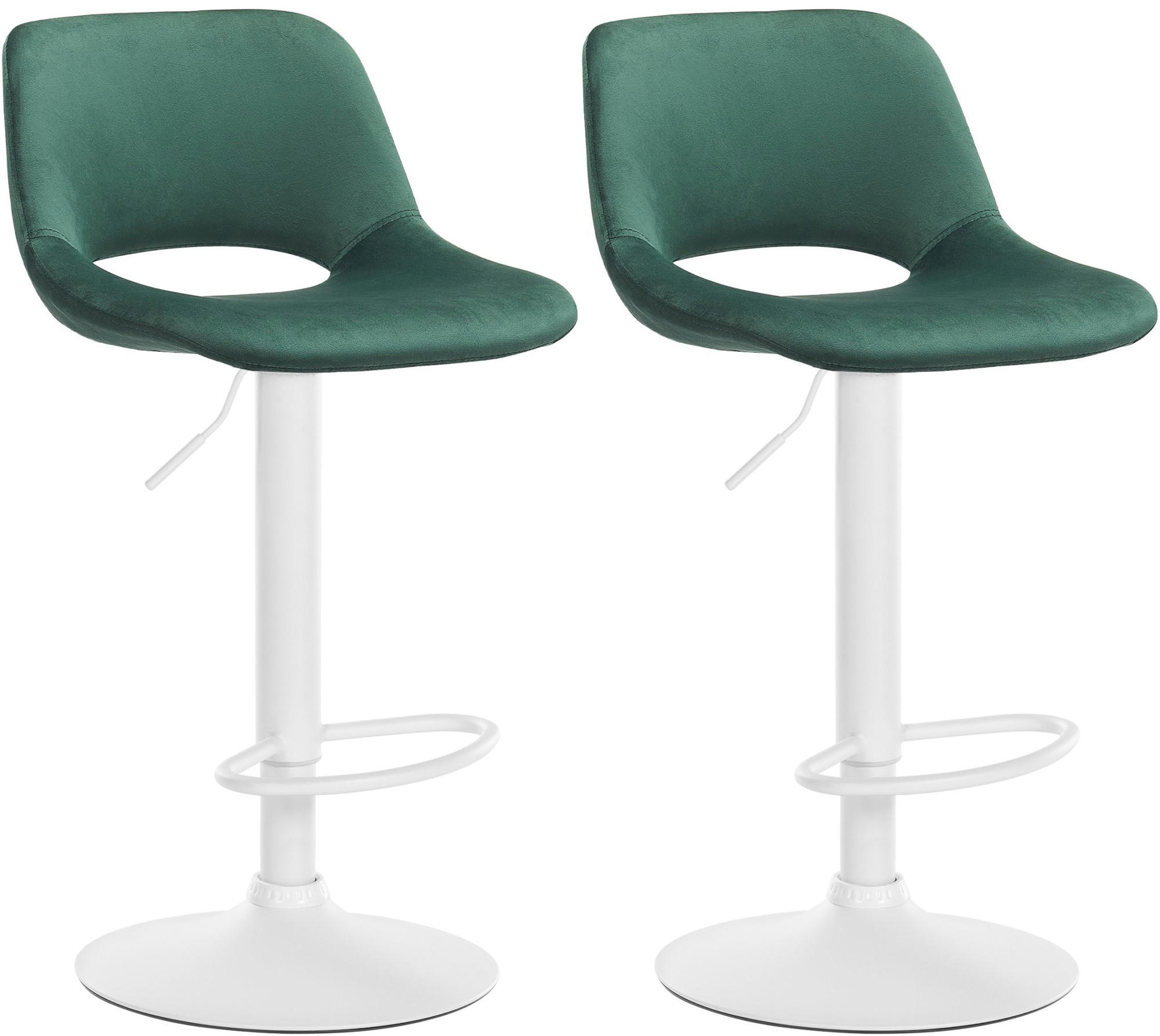 BARHOCKER 2er Set Samt grün - Weiß/Grün, Textil/Metall (42/86/46cm) - CLP