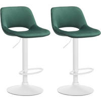 BARHOCKER 2er Set Samt grün - Weiß/Grün, Textil/Metall (42/86/46cm) - CLP