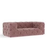 2-SITZER-SOFA Cosimo Rosa Samtstoff - Schwarz/Rosa, Holz/Holzwerkstoff (193/71/100cm) - Maison de Reve