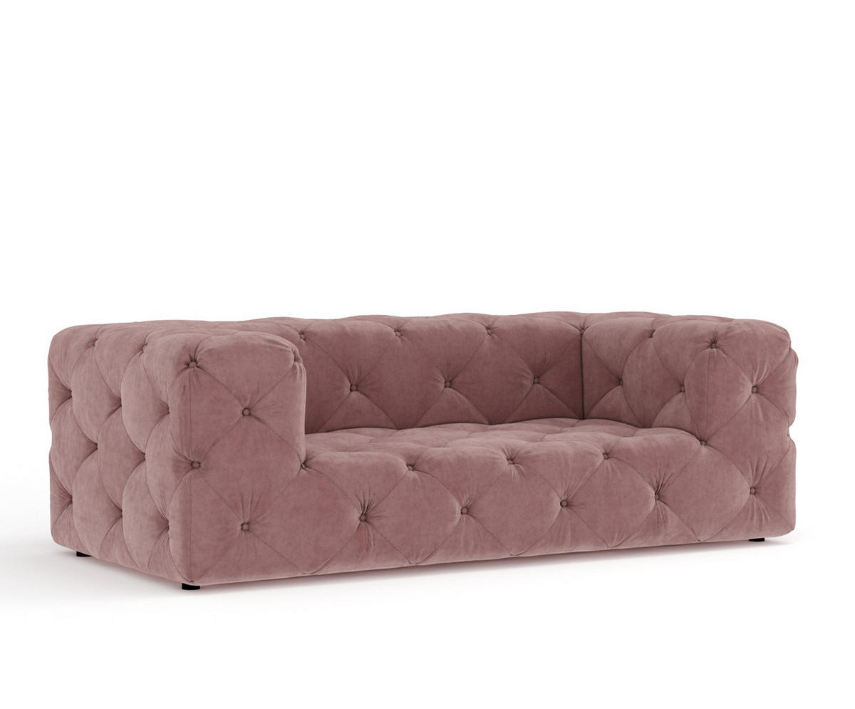 2-SITZER-SOFA Cosimo Rosa Samtstoff - Schwarz/Rosa, Holz/Holzwerkstoff (193/71/100cm) - Maison de Reve
