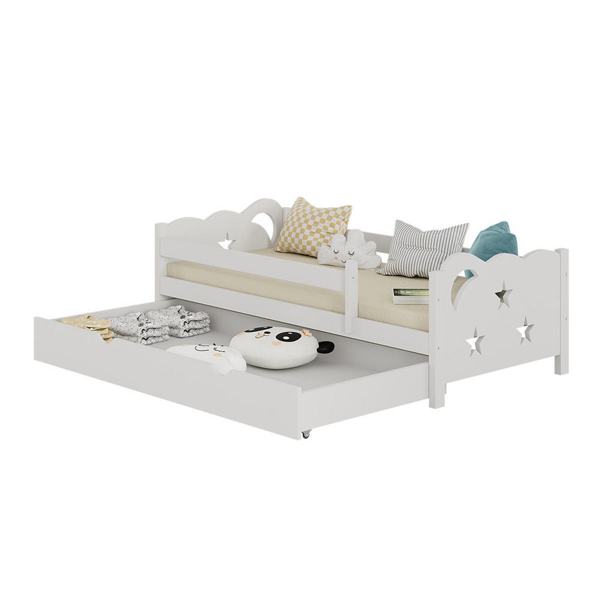 KINDERBETT Jessica Weiß 80x160 cm mit Schublade, ohne Matratze - Weiß, Holzwerkstoff (166/53/86cm) - VitaliSpa