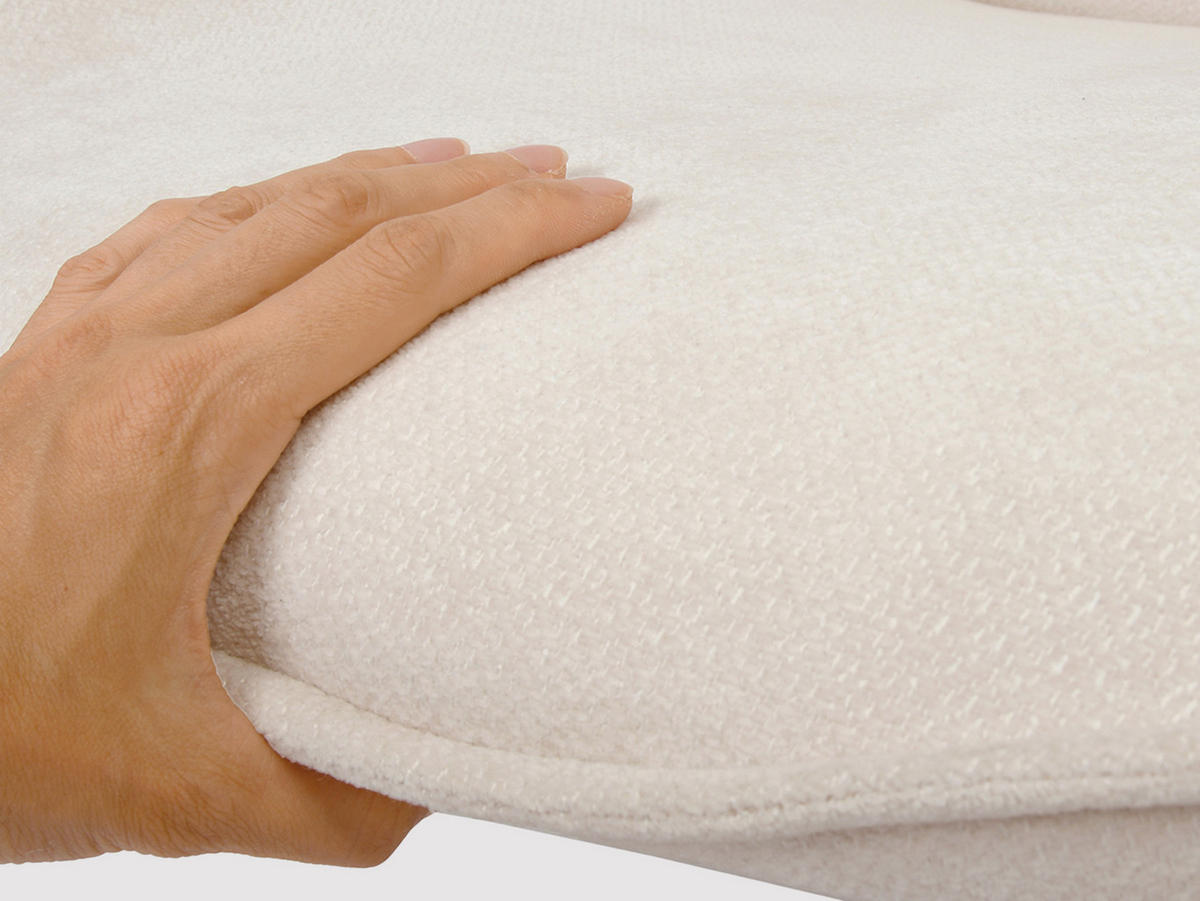 SESSEL, 360° drehbar, mit Neigefunktion und Rückenlehne aus Chenille, Beige - Weiß, Textil/Metall (59/93/77cm) - Meubles Cosy
