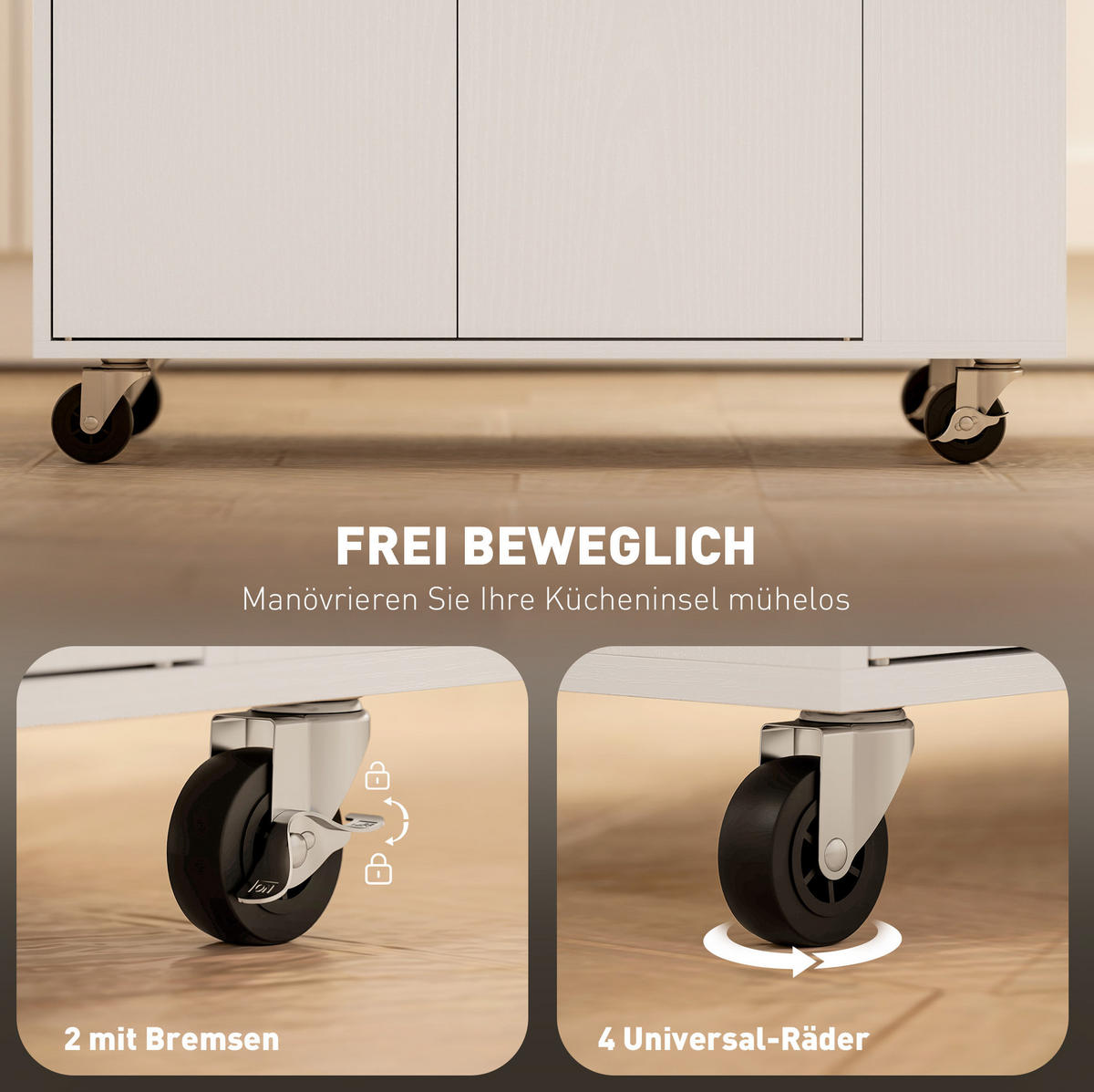 KÜCHENWAGEN aus Spanplatte mit melaminbeschichteter Oberfläche und verstellbarem Einlegeboden Weiß - Weiß, Holzwerkstoff (82/86.5/38cm) - Modenvie