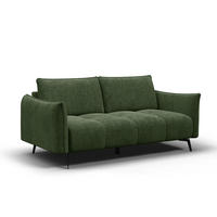 SOFA AERA 2,5-Sitzer, dunkelgrün - Dunkelgrün/Schwarz, Holz/Textil (187/89/96cm) - Courtois Laville