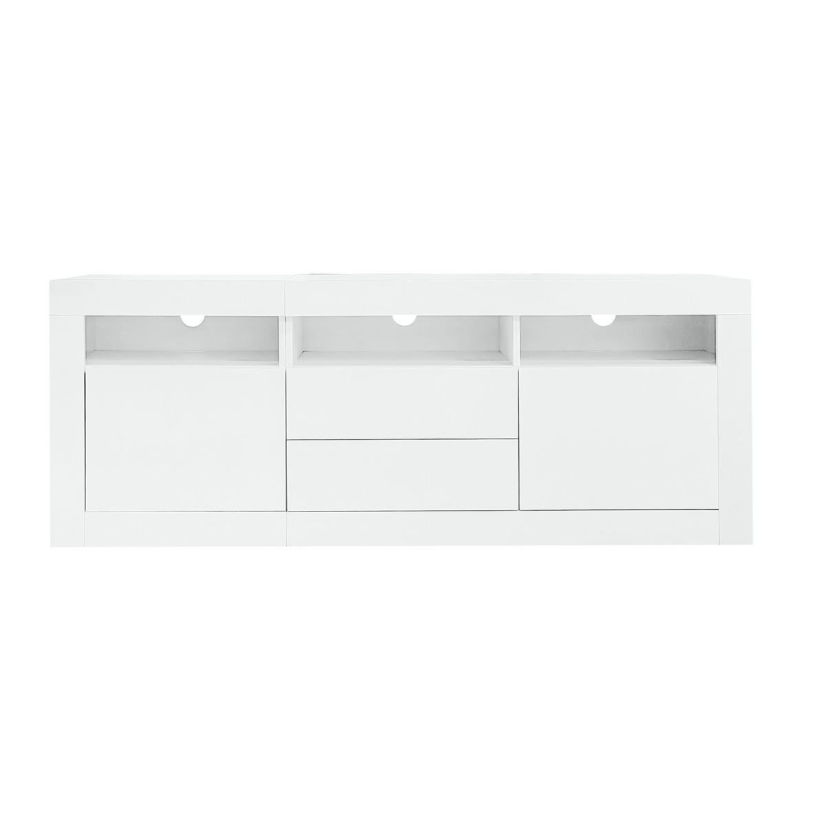 NÍZKÁ komoda, 160/35/60 cm, dřevotříska bílá, vysoký lesk s LED osvětlením - bílá, kompozitní dřevo (160/60/35cm) - BEAOK
