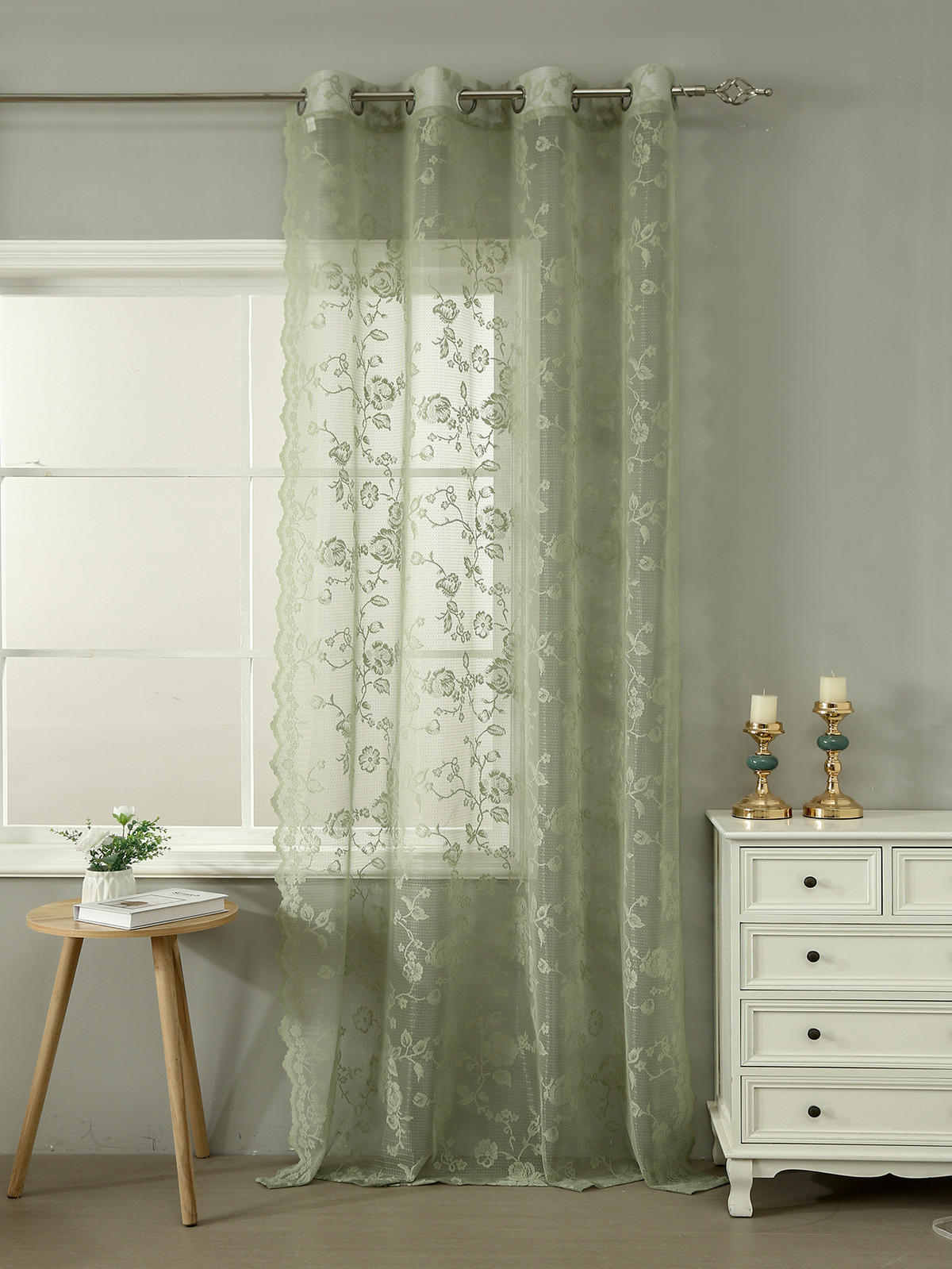 VORHÄNGE – Halbtransparent – Grün – 132 x 160 cm – 2er-Set - Grün, Textil (160/1/132cm)