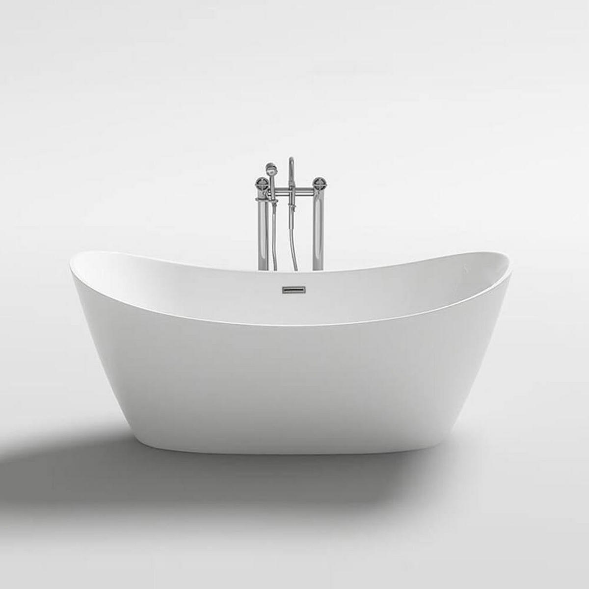 FREISTEHENDE BADEWANNE OVALO - Weiß, Keramik (170/72/80cm) - Home Deluxe