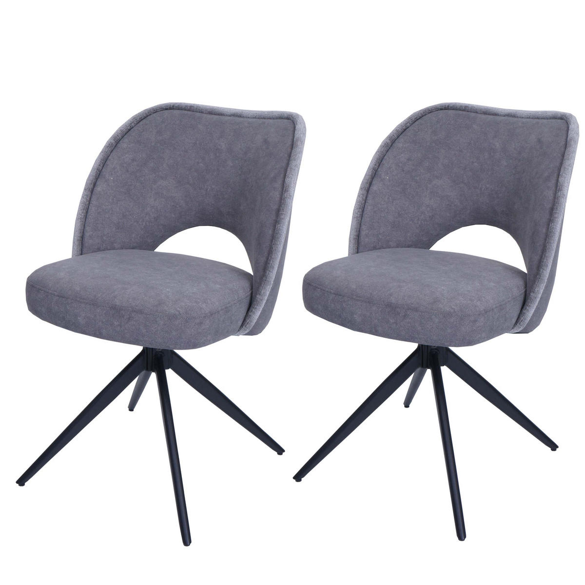 ESSZIMMERSTUHL Grau 2er-Set - Dunkelgrau/Grau, Textil (54/84/60cm) - MCW
