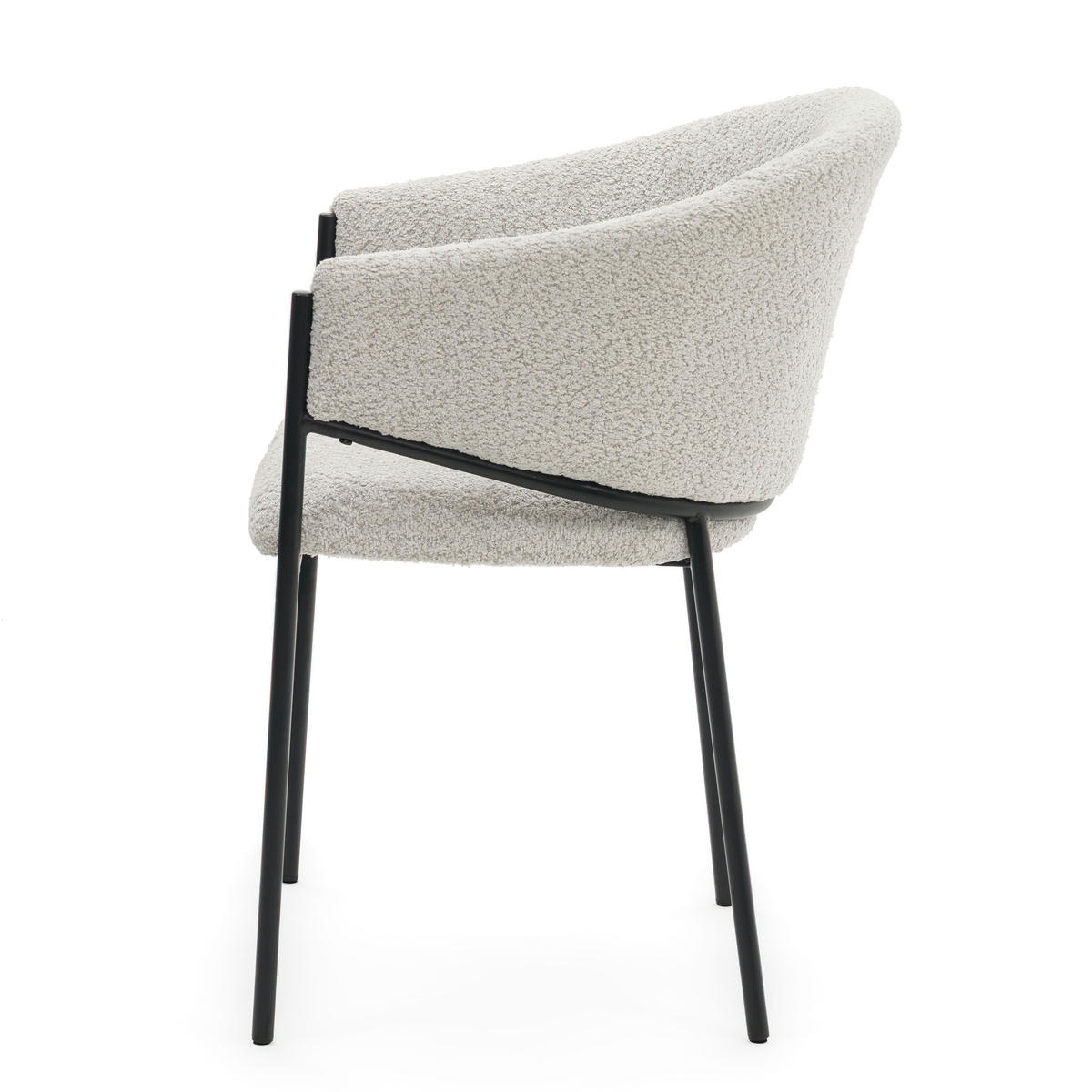STUHL BUENO gespolsterter - hellgrau - Glamour Boucle Chenille - Hellgrau/Schwarz, Textil/Metall (55/83/56cm) - NEW HOME