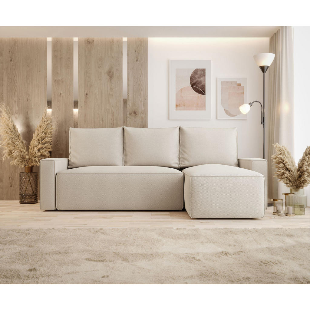 Thumbnail - Bedante Ecksofa, Ecru, Textil, L-Form, 232x140 cm, Wohnzimmer, Sofas & Couches, Wohnlandschaften, Ecksofas