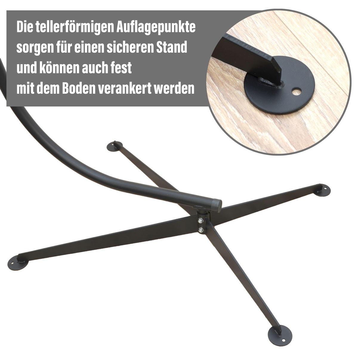 HÄNGESTUHLGESTELL bis 120kg, 205cm, Schwarz - Schwarz, Metall (112/97/79cm) - Amanka