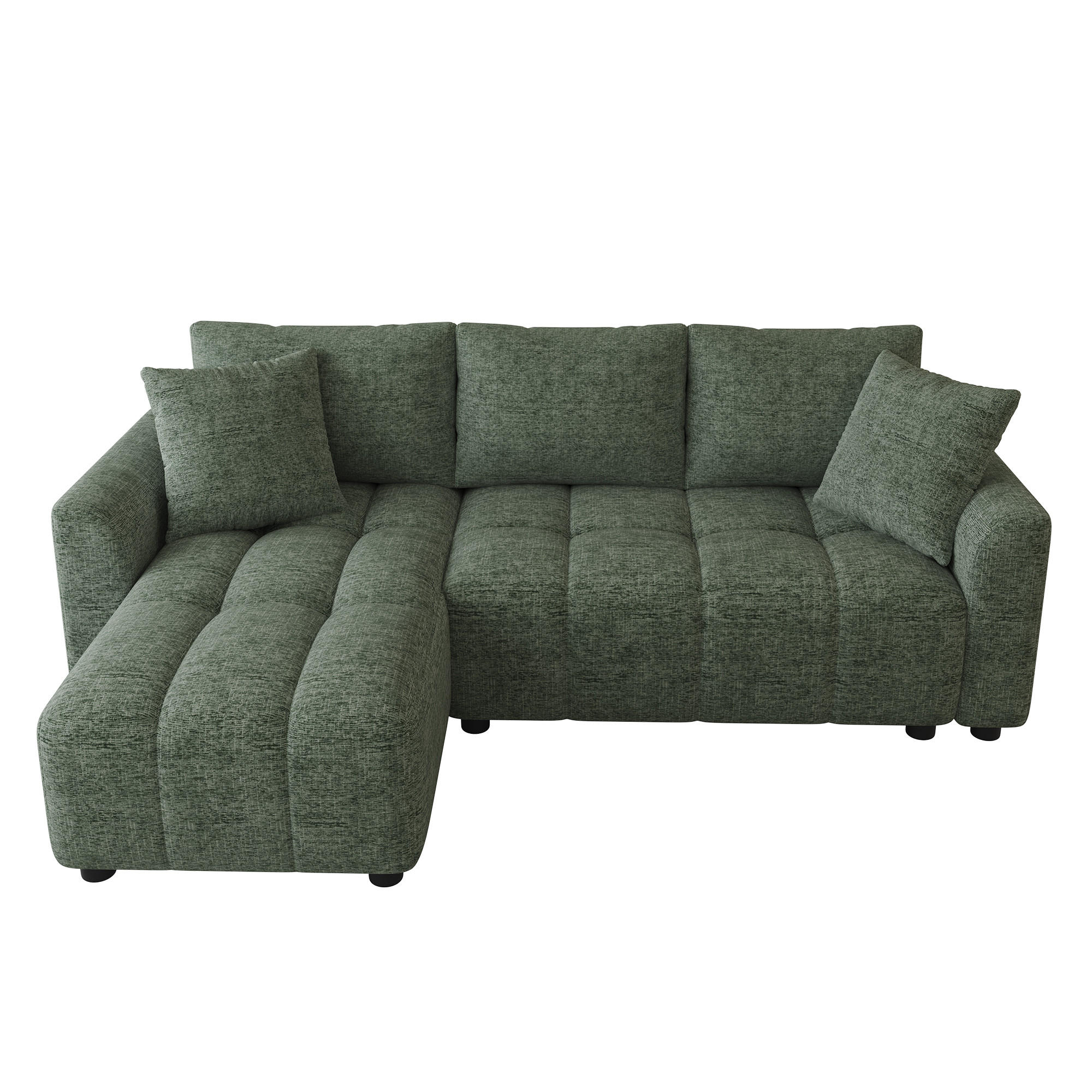 ECKSOFA 204/127/82.5 cm Grün Chenille mit 2 Zierkissen - Grün, Kunststoff/Textil (204/127cm) - Oxeza