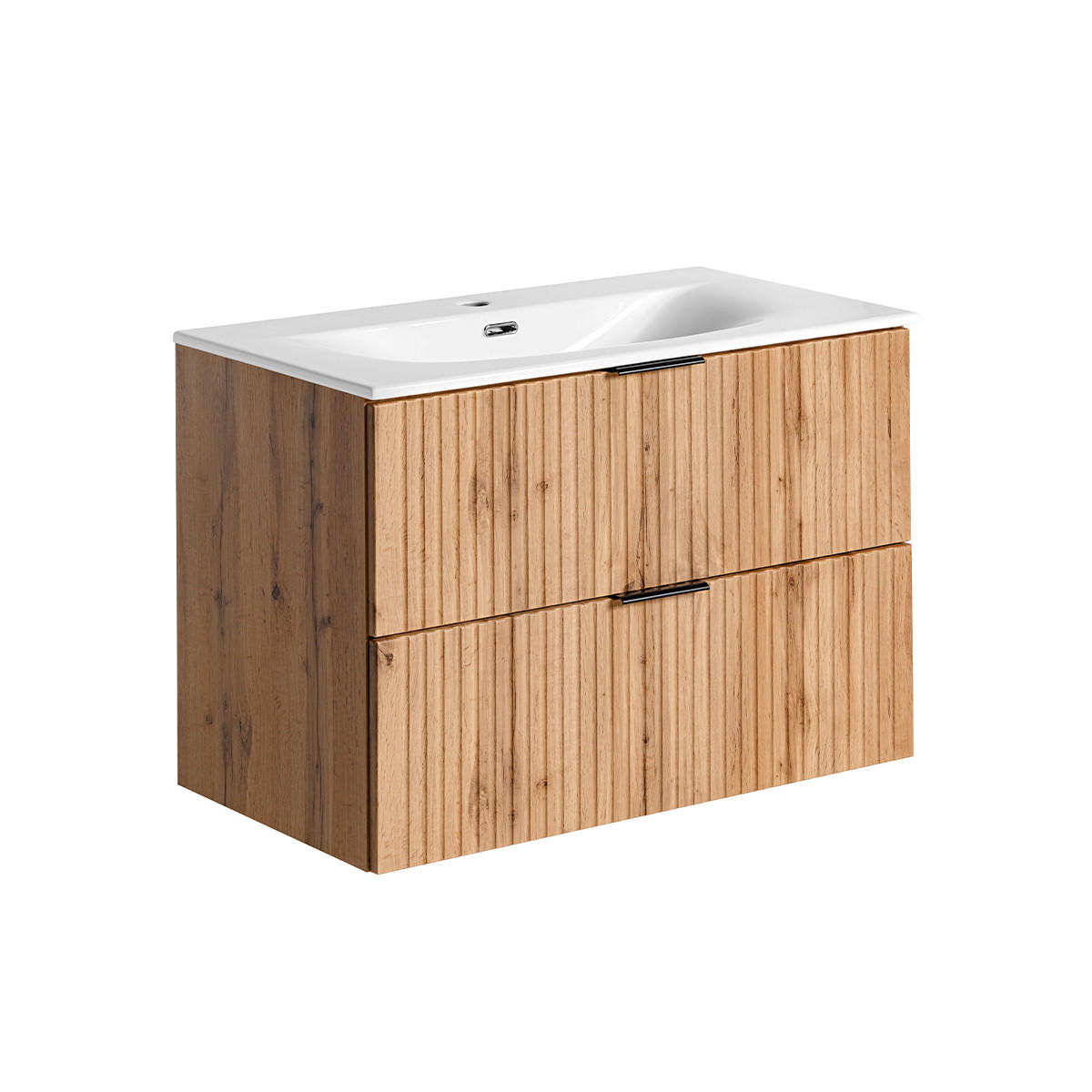 BADMÖBEL Adriel 2er-Set Holz in Eichenoptik - Braun, Holzwerkstoff (80.2/57/46cm) - Petits-meubles