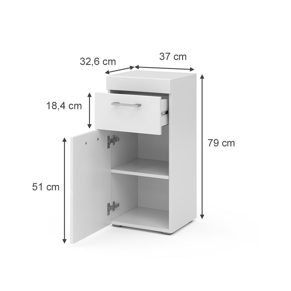 MIDI SKRINKA Luna biely 37 x 79 cm - biela, kompozitné drevo (37/79/32.6cm) - Vicco
