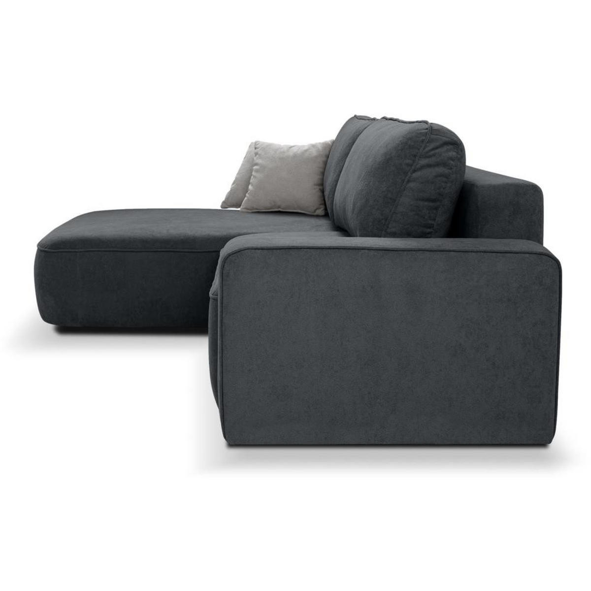 ECKSCHLAFSOFA Torre grau velours links - Grau, Textil (258/171cm) - Beautysofa