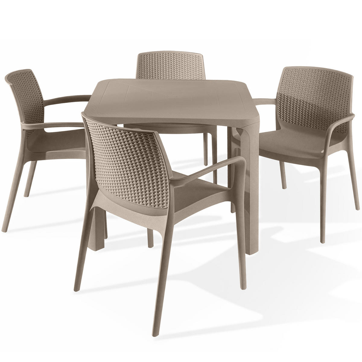 GARTENMÖBEL-SET LEOPSI, RANTU 5-tlg, Beige - Beige, Kunststoff - KONSIMO®