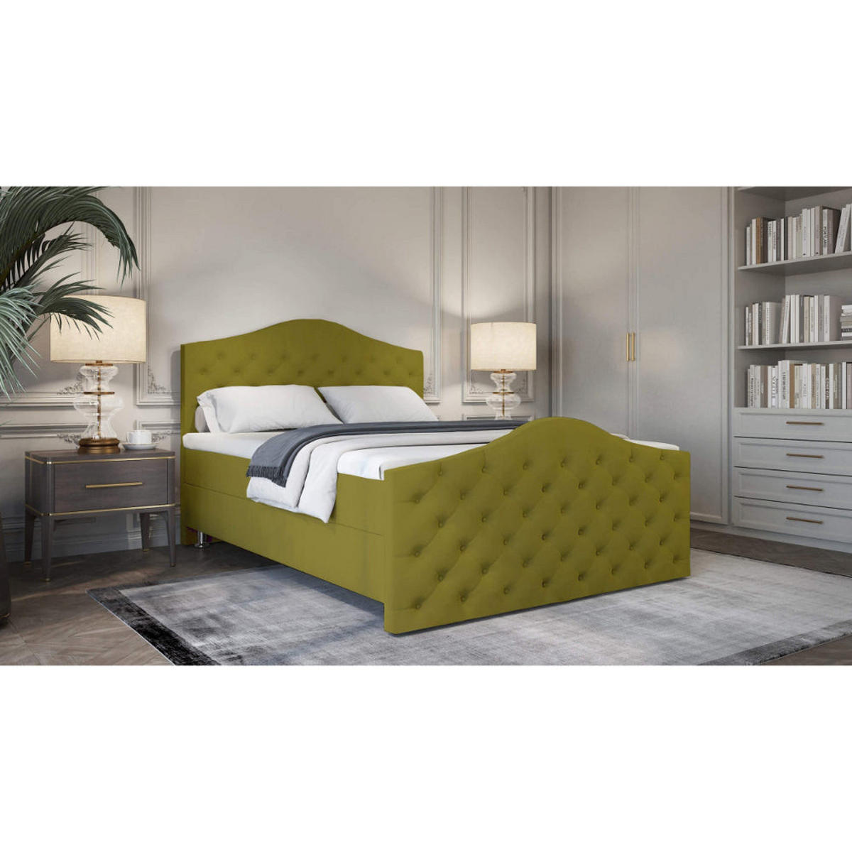 BOXBETT Roma Bonellfederkern inkl. 7-Zonen Topper T-30 mit Bettkasten - Salbeigrün, Holz/Holzwerkstoff (180/200cm) - Best For Home