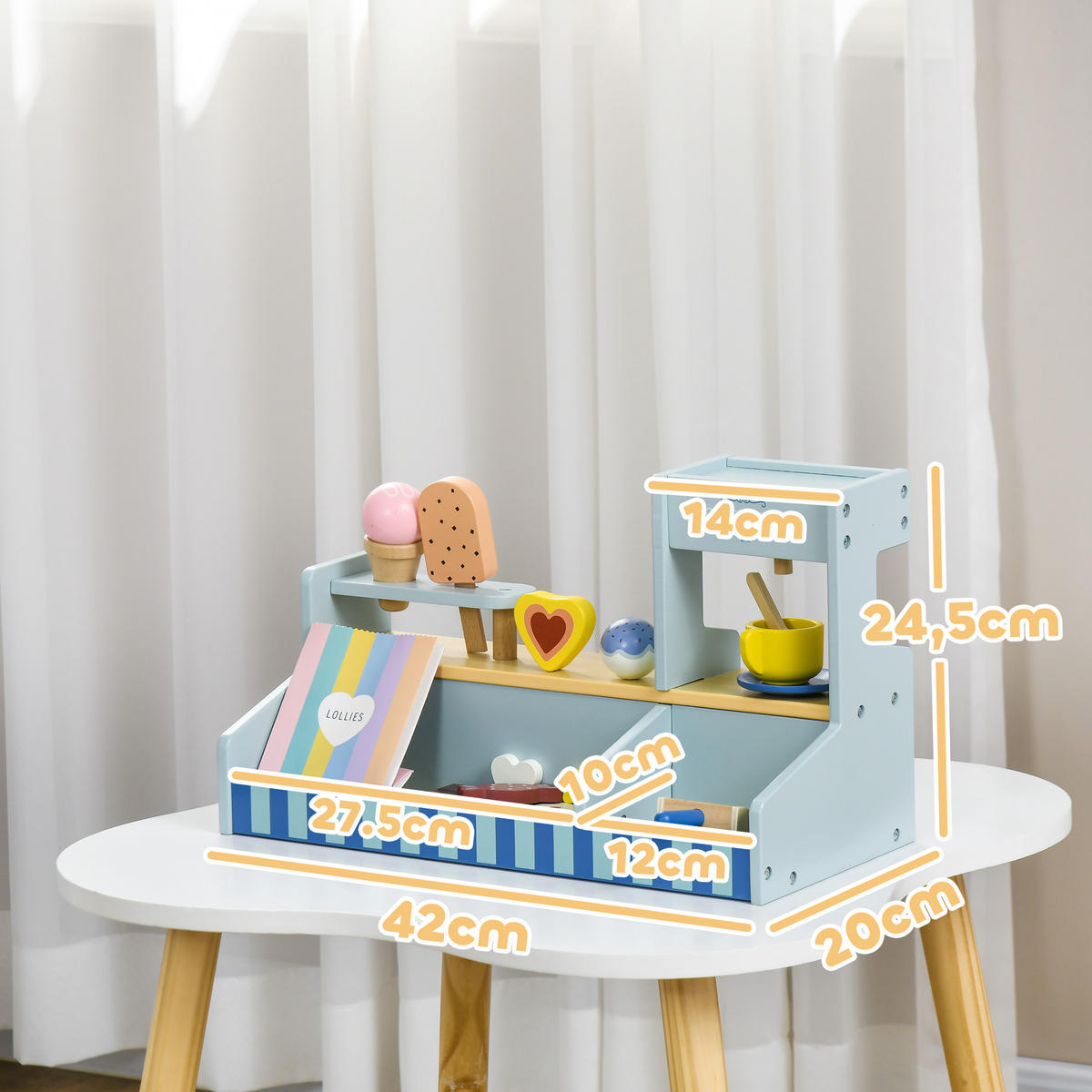 EISLADEN mit viel Zubehör - Hellblau, Holzwerkstoff (20/24.5/42cm) - AIYAPLAY