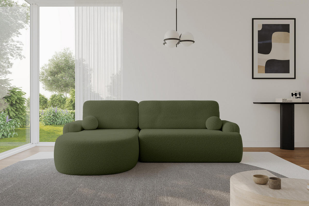 ECKSOFA mit Schlaffunktion und Bettkasten LIRA-L - 264x172x89 Grün - Grün, Holzwerkstoff/Textil (264/172cm) - ALTDECOR