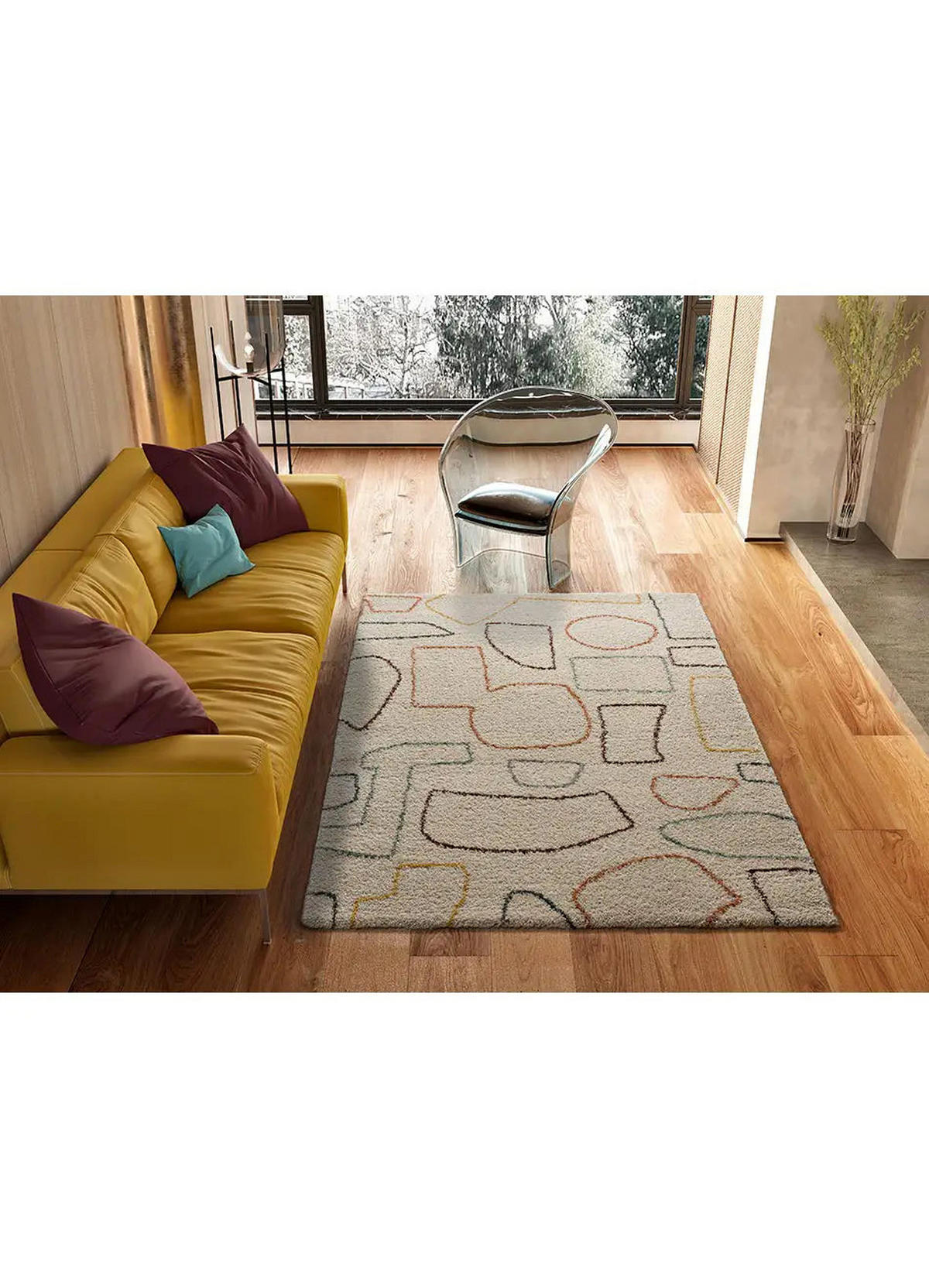 HOCHFLORTEPPICH Mehrfarbig Maris 160/230 cm - Beige/Multicolor, Naturmaterialien/Textil (160/230cm) - Atticgo